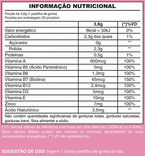 Tabela Nutricional Top Hair Gummy
